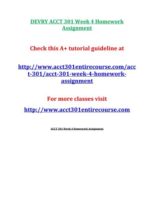 DEVRY ACCT 301 Week 4 Homework Assignment