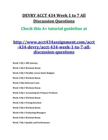 ACCT 434 Week 1 to 7 All Discussion Questions