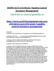 ACCT 434 Week 7 Quality Control Inventory Management