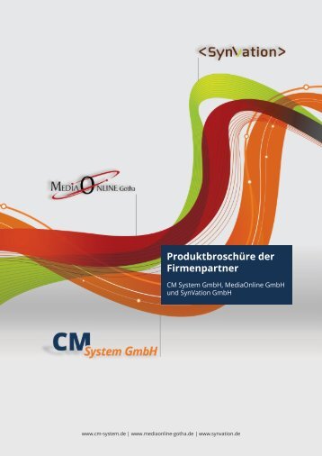 Prduktbroschüre der Firmenpartner CM System MediaOnline und SynVation