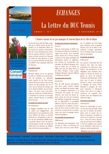 ECHANGES La Lettre du DUC Tennis