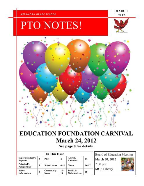 PTO NOTES! - Metamora Grade School