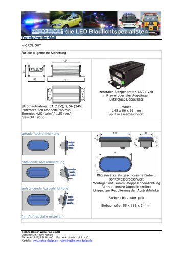 Technisches Merkblatt Technisches Merkblatt ... - Techno Design