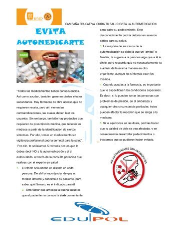 campaña educativa CUIDA TU SALUD: EVITA LA AUTOMEDICACION