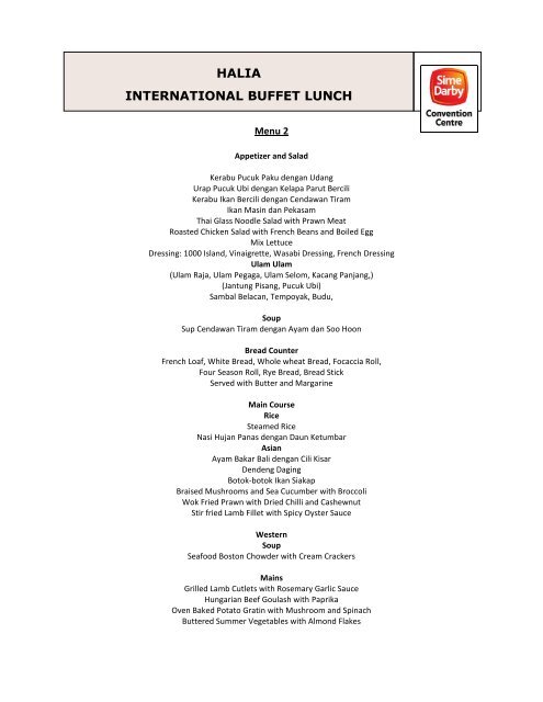 Internatonal Buffet Lunch Halia 2017