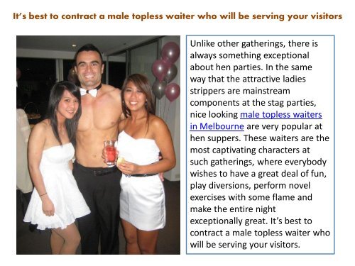 Topless Waiters in Melbourne Call the Shots