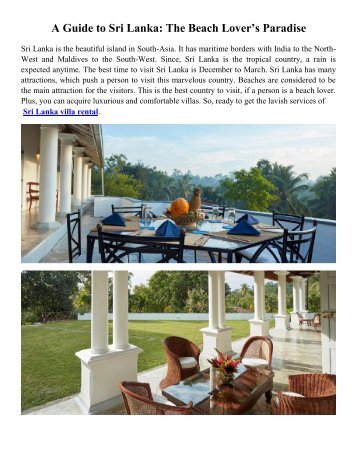 Sri Lanka villa rental