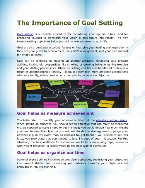 why is goal setting important essay