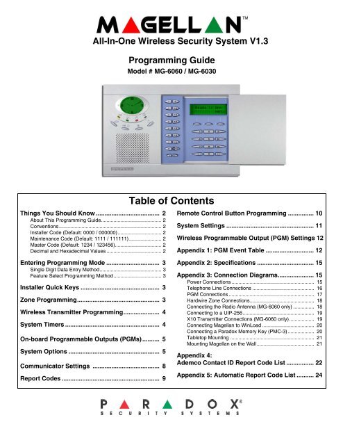 Mg 6060 Mg 6030 Magellan Programming Safe Tech