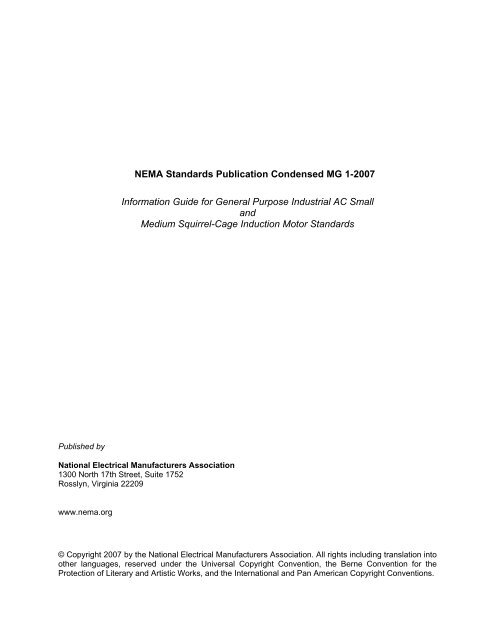 NEMA Standards Publication Condensed MG 1-2007