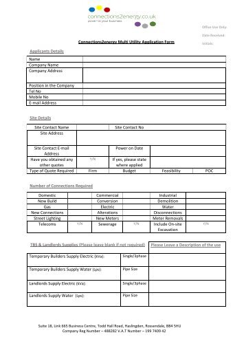 Connections2energy Application Form