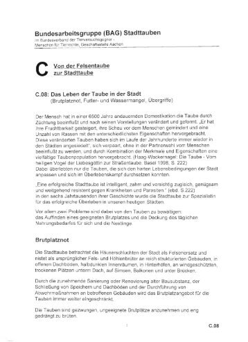 Bundesarbeitsgruppe (BAG) Stadttauben c.oa - Teekontor Werlte