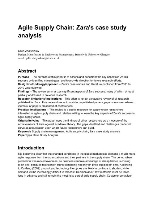 Agile Supply Chain Zara case study