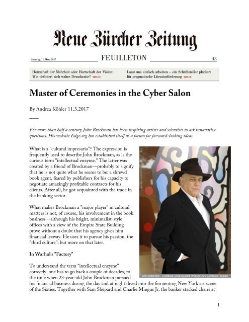 Master of Ceremonies in the Cyber Salon
