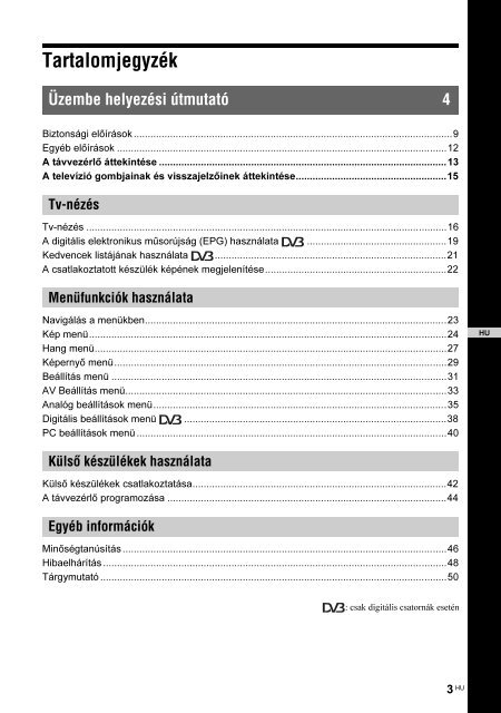 Sony KDL-46X2000 - KDL-46X2000 Istruzioni per l'uso Ungherese