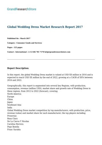 Global Wedding Dress Market Research Report 2017