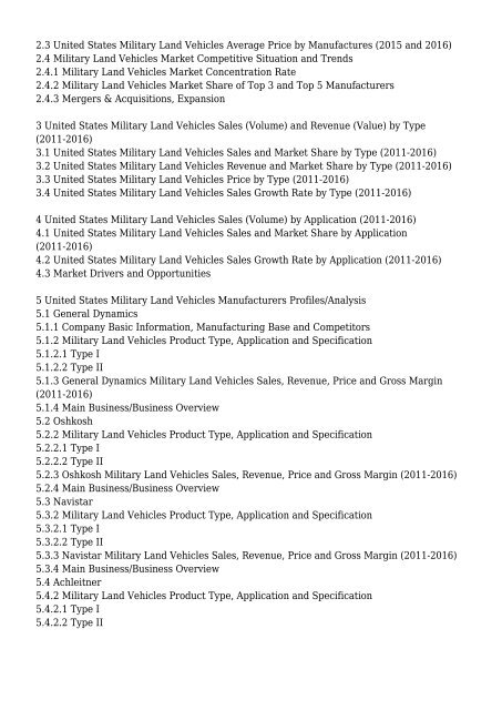 United States Military Land Vehicles Market Report 2016