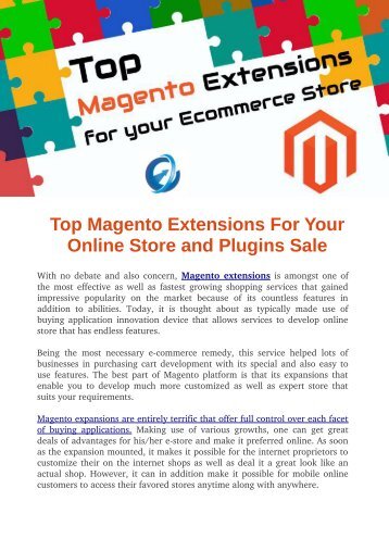 Top Magento Extensions For Your Online Store and Plugins Sale