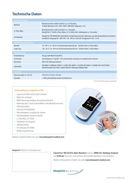 CapnoTrue® MG – AA/CO2/SpO2 Monitor - bluepoint medical