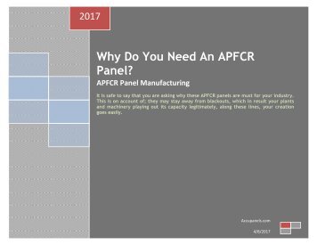 Why Do You Need An APFCR Panel?