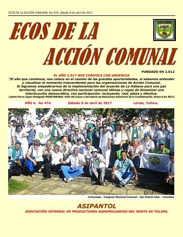 Ecos de la Acción Comunal No 474, sábado 8 de abril  de  2017