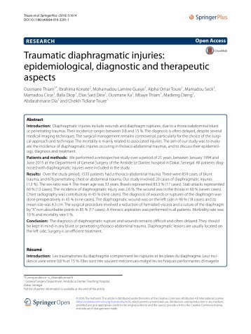 traumatic diaph rupture diagn treat