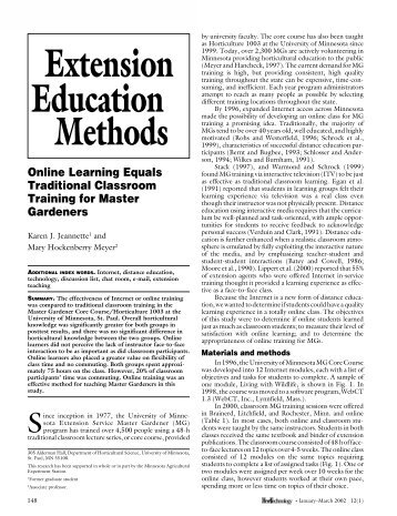 Extension Education Methods Online Learning ... - HortTechnology