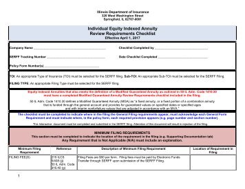 Individual Equity Indexed Annuity Review Requirements Checklist