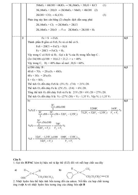 30 đề thi học sinh giỏi môn hóa học lớp 10 & 11 của các trường chuyên khu vực duyên hải đồng bằng bắc bộ có đáp án