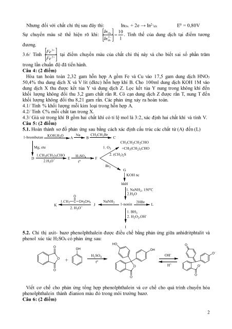 30 đề thi học sinh giỏi môn hóa học lớp 10 & 11 của các trường chuyên khu vực duyên hải đồng bằng bắc bộ có đáp án