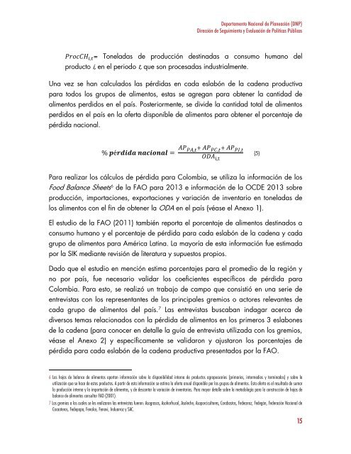 PÉRDIDA Y DESPERDICIO DE ALIMENTOS EN COLOMBIA