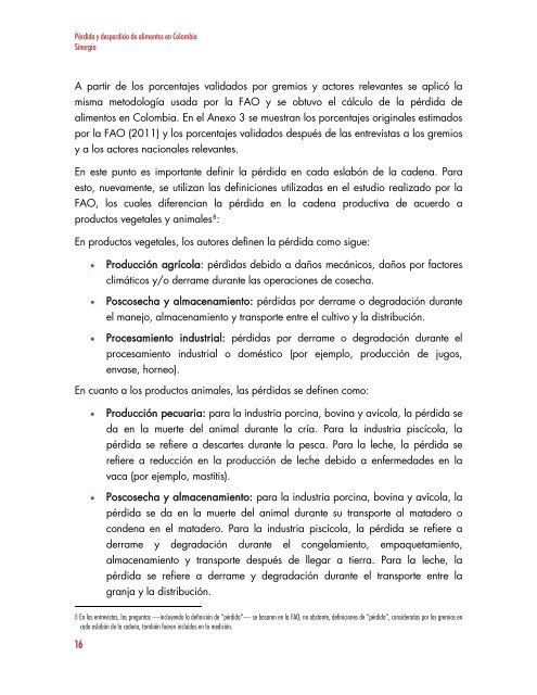 PÉRDIDA Y DESPERDICIO DE ALIMENTOS EN COLOMBIA