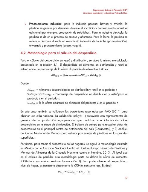 PÉRDIDA Y DESPERDICIO DE ALIMENTOS EN COLOMBIA