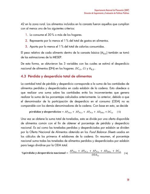 PÉRDIDA Y DESPERDICIO DE ALIMENTOS EN COLOMBIA