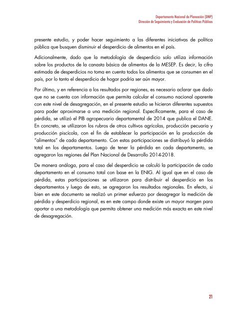 PÉRDIDA Y DESPERDICIO DE ALIMENTOS EN COLOMBIA