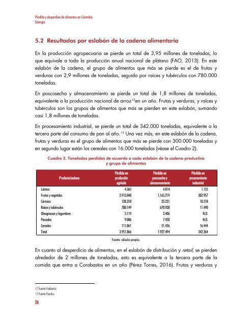 PÉRDIDA Y DESPERDICIO DE ALIMENTOS EN COLOMBIA