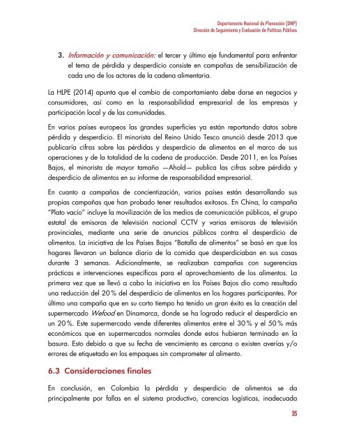 PÉRDIDA Y DESPERDICIO DE ALIMENTOS EN COLOMBIA