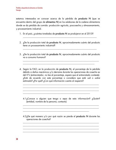 PÉRDIDA Y DESPERDICIO DE ALIMENTOS EN COLOMBIA