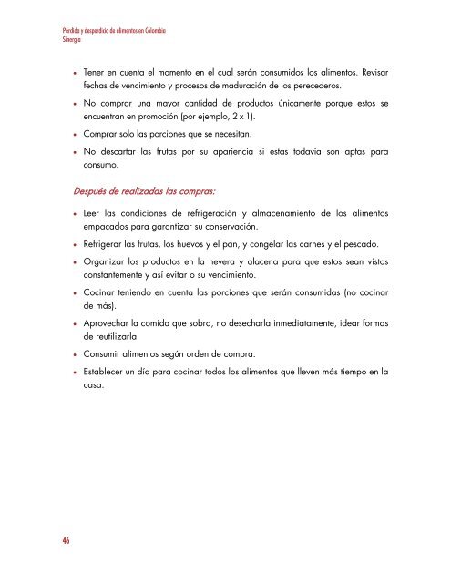 PÉRDIDA Y DESPERDICIO DE ALIMENTOS EN COLOMBIA