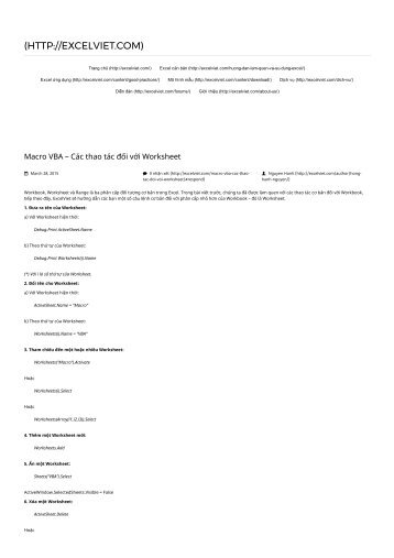 Macro VBA – Các thao tác đối với Worksheet _ Excel Vietnam 1