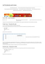 Macro VBA – Loop (Vòng lặp) _ Excel Vietnam