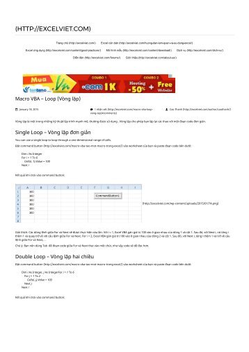 Macro VBA – Loop (Vòng lặp) _ Excel Vietnam