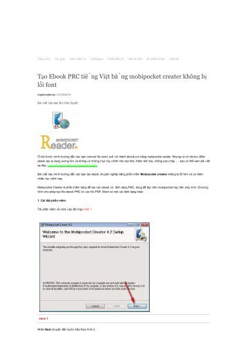 Tạo Ebook PRC tiếng Việt bằng mobipocket creater không bị lỗi font _ Ấn phẩm Điện tử