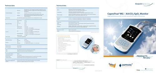 CapnoTrue® MG – AA/CO2/SpO2 Monitor - Bluepoint Medical