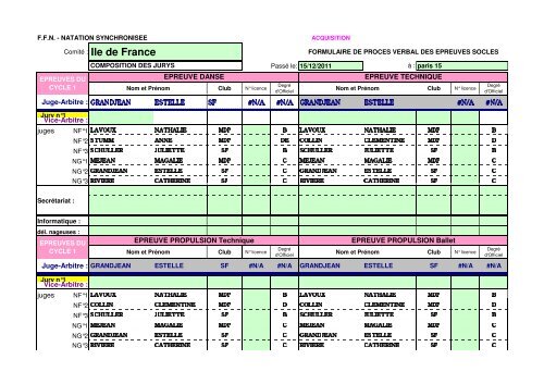 Comité : Ile de France - Comité de paris natation