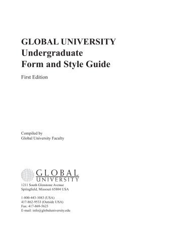 Undergraduate Form and Style Guide - Global University
