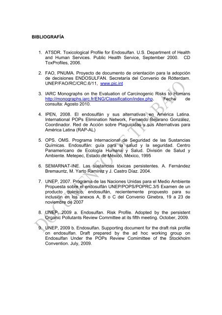 diagnóstico de la situación del endosulfán en méxico