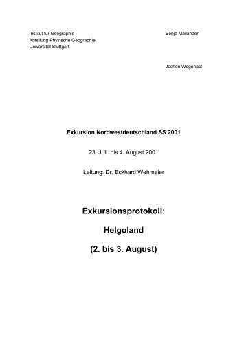 Exkursionsprotokoll: Helgoland (2. bis 3. August) - Institut für ...