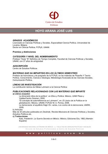 hoyo arana josé luis - Facultad de Ciencias Políticas y Sociales ...