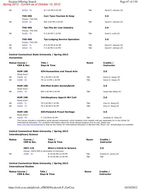 View Spring 2013 Course Offerings in .PDF format - Central ...